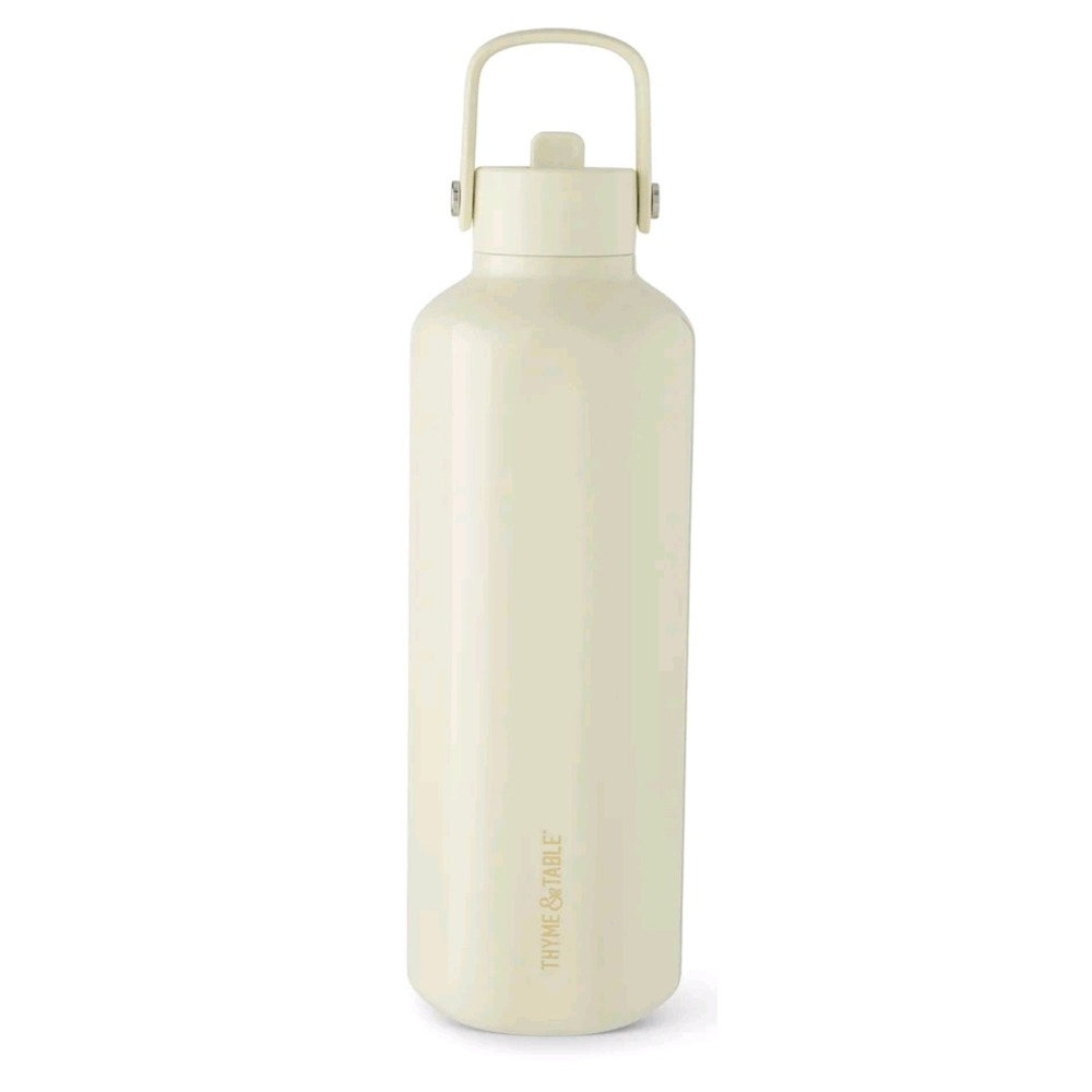 Thyme & Table Cleo Bottle 32oz Cream Stainless Steel Insulated Water Bottle